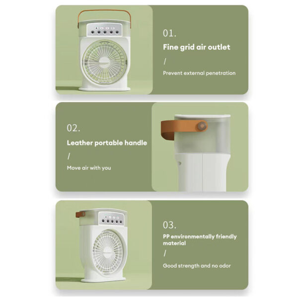 Portable USB Air Conditioner Cooling Fan With 5 Sprays 7 Color Light 600ML Water Tank Spray Mist Air Cooler Humidifiers - Image 6