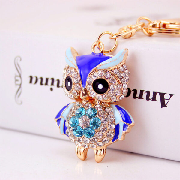 Creative Cartoon Diamond Inlaid Owl Car Keychain Pendant - Image 6
