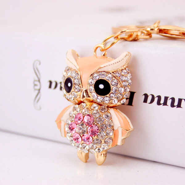 Creative Cartoon Diamond Inlaid Owl Car Keychain Pendant - Image 8