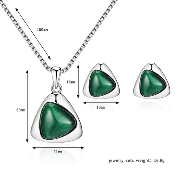 Geometric Triangle Cat-eye Necklace And Earrings Suite - Image 3