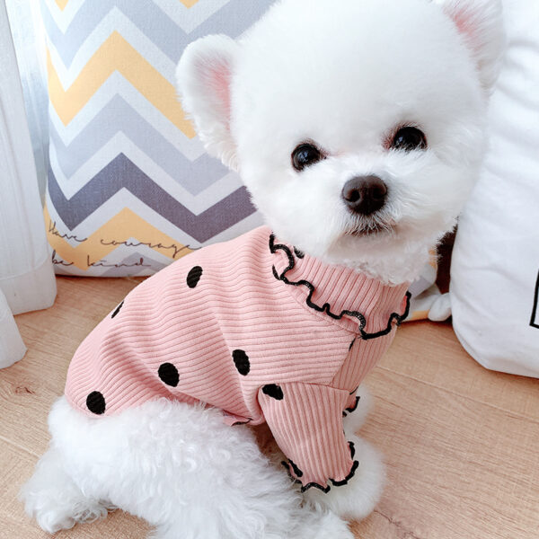 Dot turtleneck dog bottoming shirt - Image 5