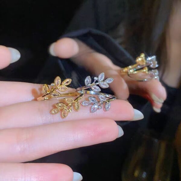 Leaves Open Ring Female Light Luxury Temperament High Sense - Image 4