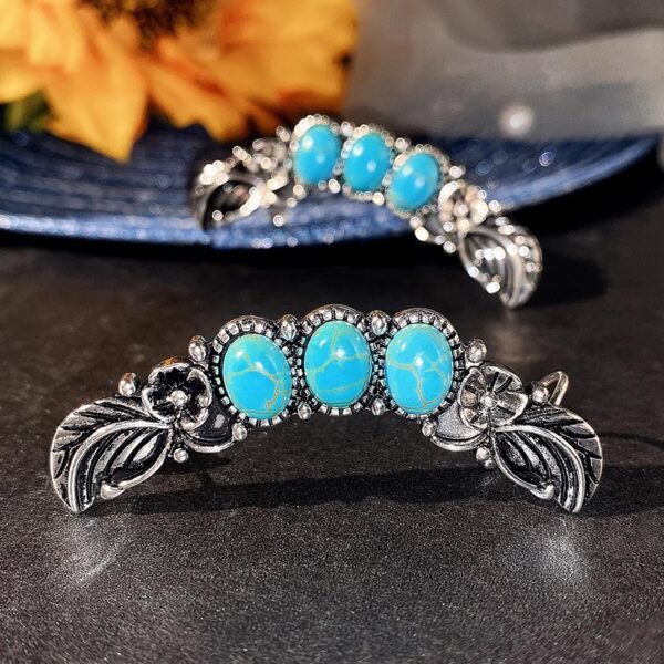 Turquoise Retro Earrings Ear Clip - Image 3