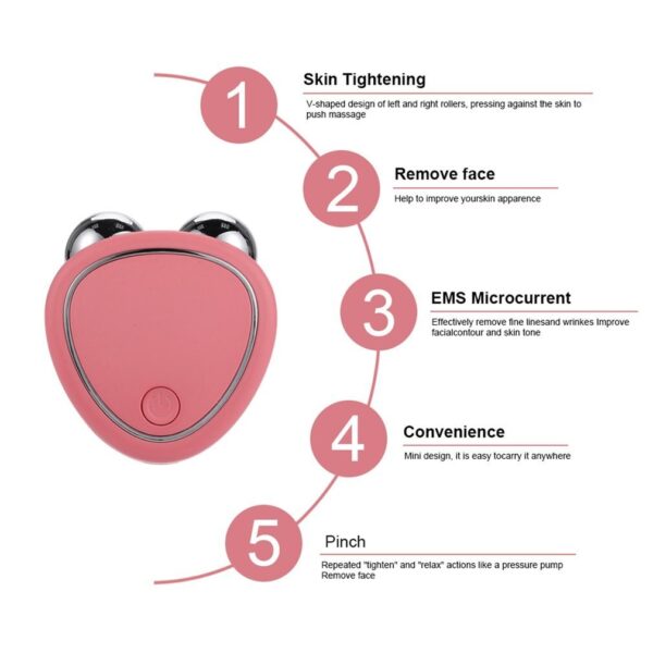 Portable Facial Micro-current Beauty Instrument For Lifting Thinning And Reducing Edema With Double Roller Massager - Image 6