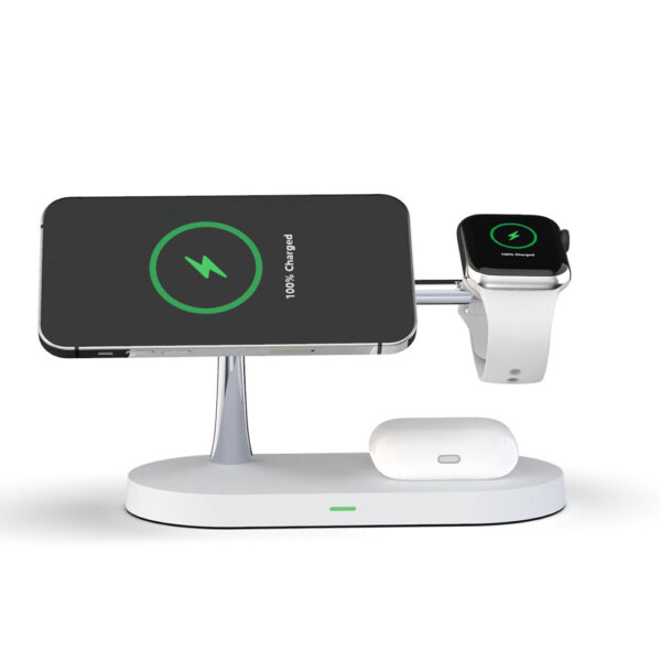 Multifunctional Five-In-One Magnetic Wireless Charging Watch Headset Desktop Mobile Phone Holder Charger 15W Fast Charge - Image 3