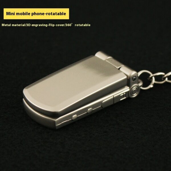 Creative Mini Small Mobile Phone Flip Rotating Keychain - Image 4