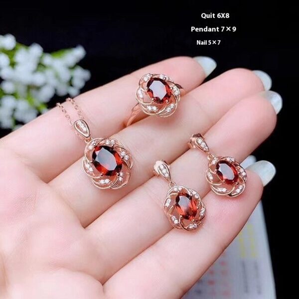 Ring Necklace Ear Stud Luxury Colored Gems Suit - Image 2