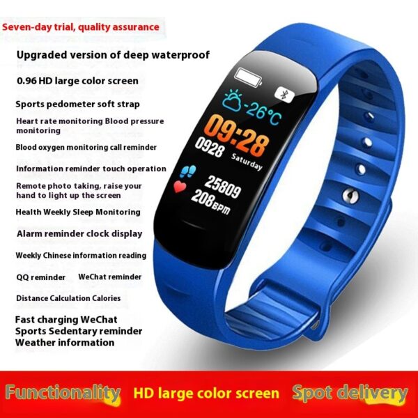C1 Blood Pressure Heart Rate Waterproof Color Screen Bluetooth Pedometer Sports Watch - Image 6