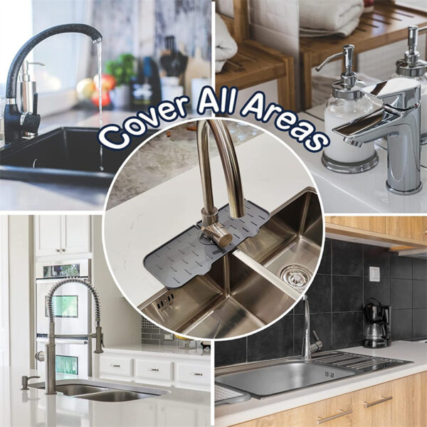 Kitchen Silicone  Faucet Absorbent Mat Sink Splash Guard Silicone Faucet Splash Catcher Countertop Protector For Bathroom Kitchen Gadgets - Image 5