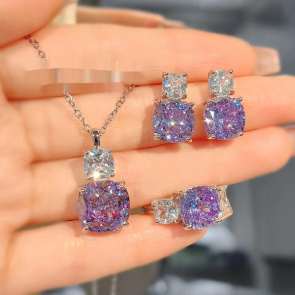 High Carbon Diamond Ice Flower Cut All-match Necklace - Image 8