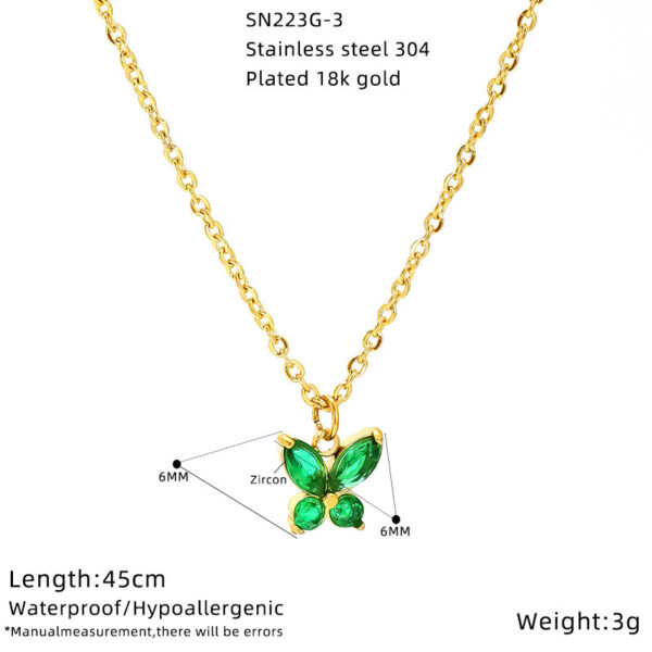 Light Luxury Diamond Peacock Green Clavicle Chain - Image 5