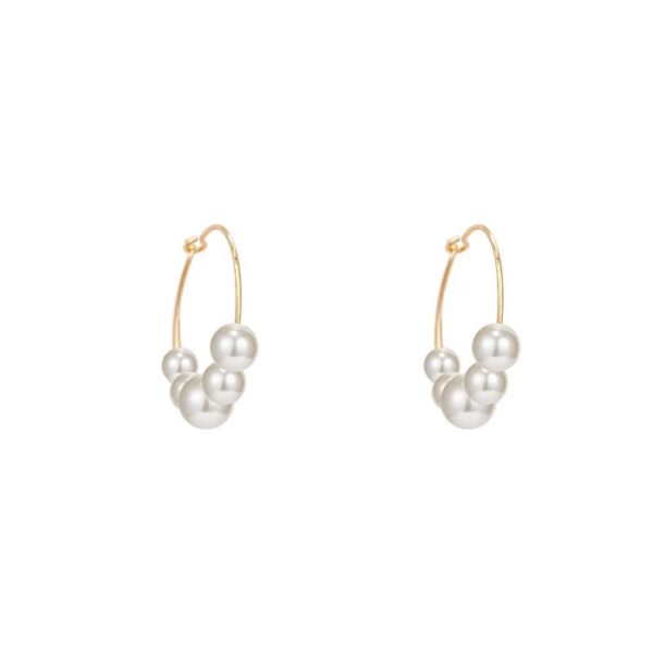 Simple Pearl Grace Internet Celebrity Hoop Earrings - Image 5