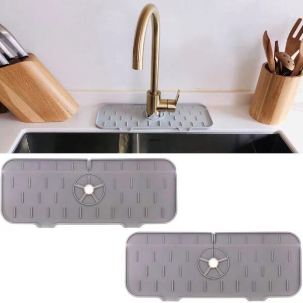 Kitchen Silicone  Faucet Absorbent Mat Sink Splash Guard Silicone Faucet Splash Catcher Countertop Protector For Bathroom Kitchen Gadgets - Image 4