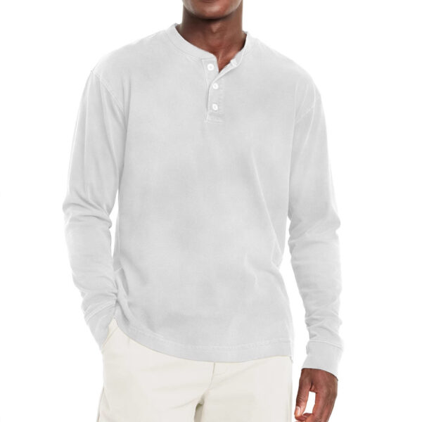 Digital Printing Two-color Henley Shirt 7-button Men's Casual Long Sleeve - Image 5