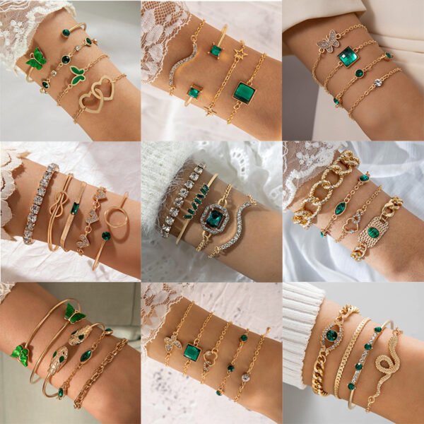 Fashion Special Diamond Jade Bracelet Suit - Image 2