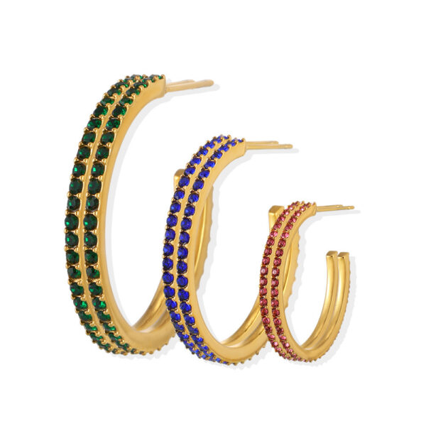 French Exquisite INS Titanium Steel Zircon Inlaid Earrings Fashionable - Image 3