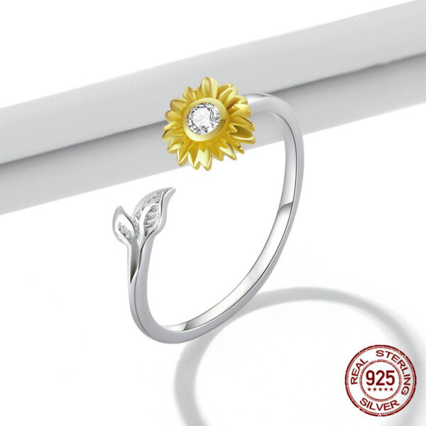 Gold Plated SUNFLOWER Open Ring - Image 2