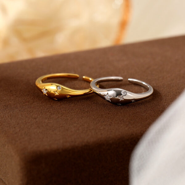S925 Silver Simple Ring Female Special-interest Design French Oval XINGX Forefinger Ring - Image 3