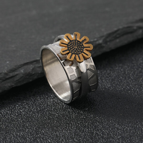 Fashion Stainless Steel Creative Rotatable Flower Ring
