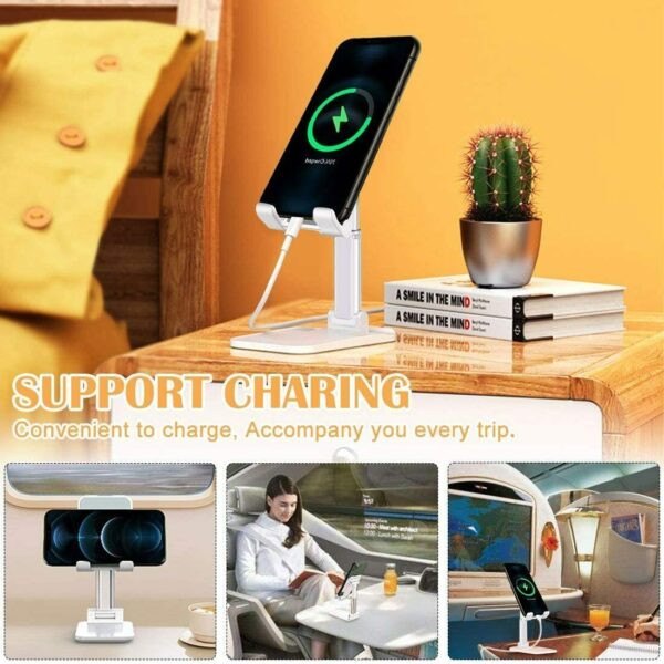 Cell Phone Stand Desktop Holder Tablet Stand Mount Mobile Phone Desktop Tablet Holder Table Cell Foldable Extend Support Desk Mobile Phone Holder Stand - Image 5