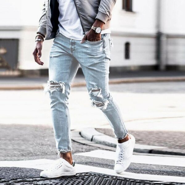 Fashion Wash Jeans Men's Ripped - Image 6