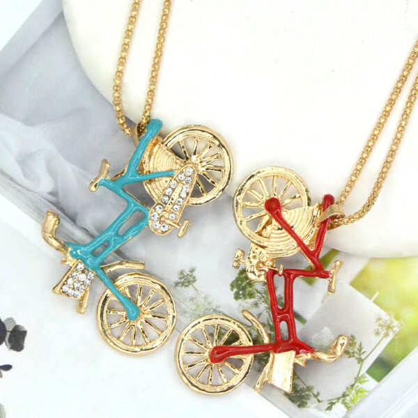 Oil Dripping Bicycle Crystal Sweater Chain Fashion - Image 3