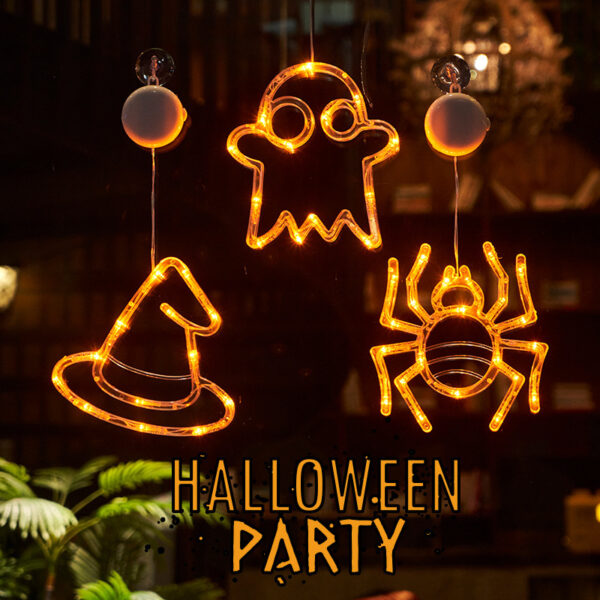 Halloween Window Hanging LED Lights Spider Pumpkin Hanging Ghost Horror Atmosphere Lights Holiday Party Decorative Lights Home Decor - Image 5