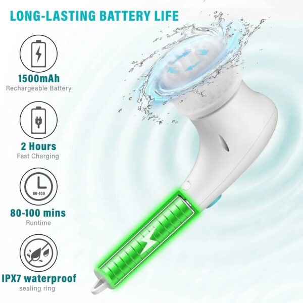 Multifunctional Electric Handheld Kitchen Household Dishwashing Brush Handheld Scrubber Bathtub Sink Bathroom Kitchen Tile Cleaning Tool Drill Brush Set With 5 Heads - Image 6