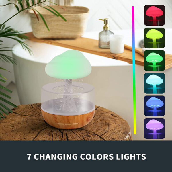 2-in-1 Desk Humidifier Rain Cloud Aromatherapy Essential Oil Zen Diffuser & Raining Cloud Night Light Mushroom Lamp - Image 8