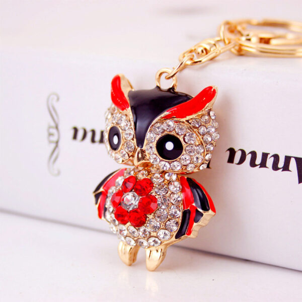 Creative Cartoon Diamond Inlaid Owl Car Keychain Pendant - Image 9