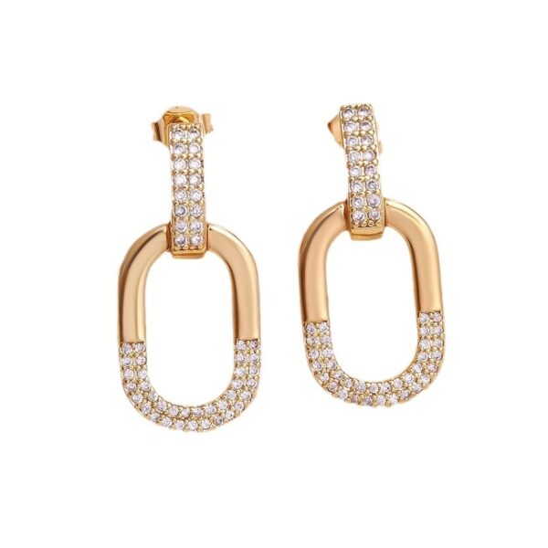 Oval Inlaid Zircon Ear Stud Necklace Female - Image 5
