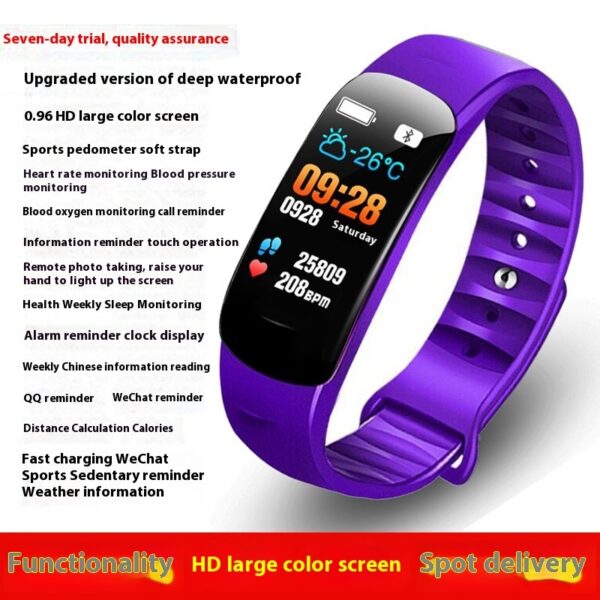 C1 Blood Pressure Heart Rate Waterproof Color Screen Bluetooth Pedometer Sports Watch - Image 9