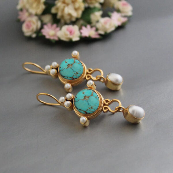Alloy Inlaid Pearl Personalized Eardrops Ornament - Image 2