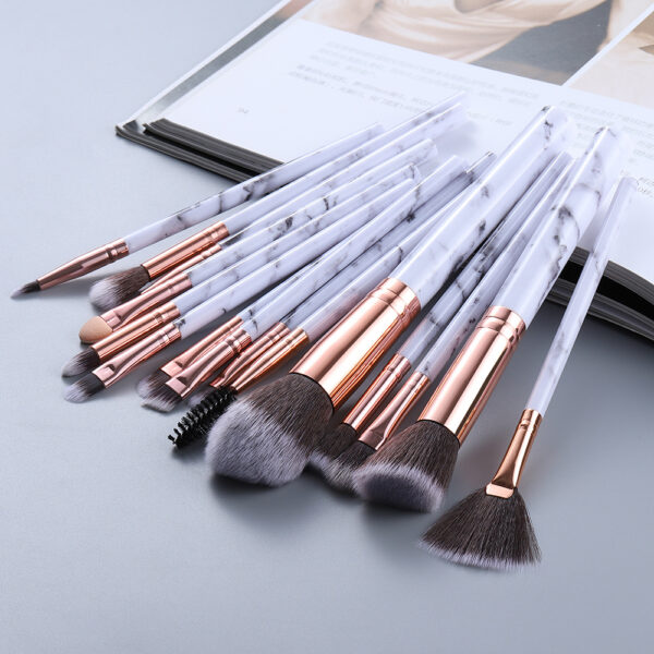 15 Marbled Design Makeup Brushes Set - Image 4