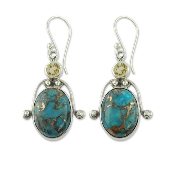 Turquoise Rhinestone Earrings European And American - Image 2