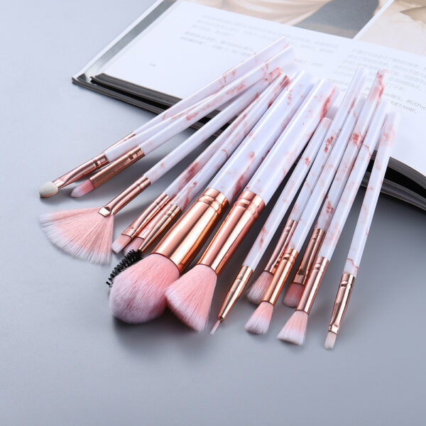 15 Marbled Design Makeup Brushes Set - Image 6