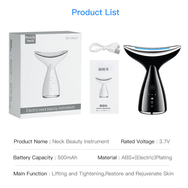 EMS Microcurrent Neck Face Beauty Device With 3 Colors LED Photon Therapy Skin Tighten Reduce Double Chin Face Lifting Devices - Image 6