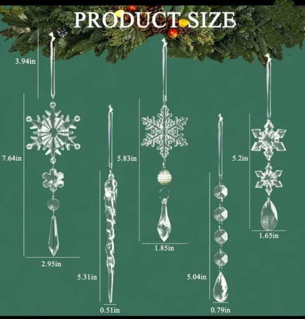 10pcs Christmas Tree Hanging Pendants Acrylic Ice Strip Snow Ceiling Xmas Ornaments New Year Christmas Decoration Home Decor - Image 10