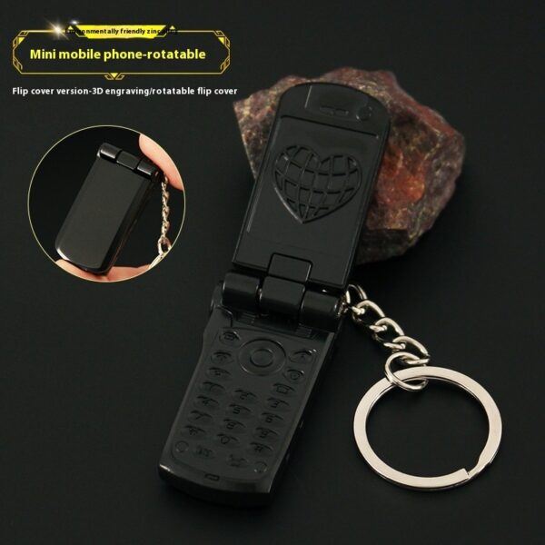 Creative Mini Small Mobile Phone Flip Rotating Keychain - Image 8