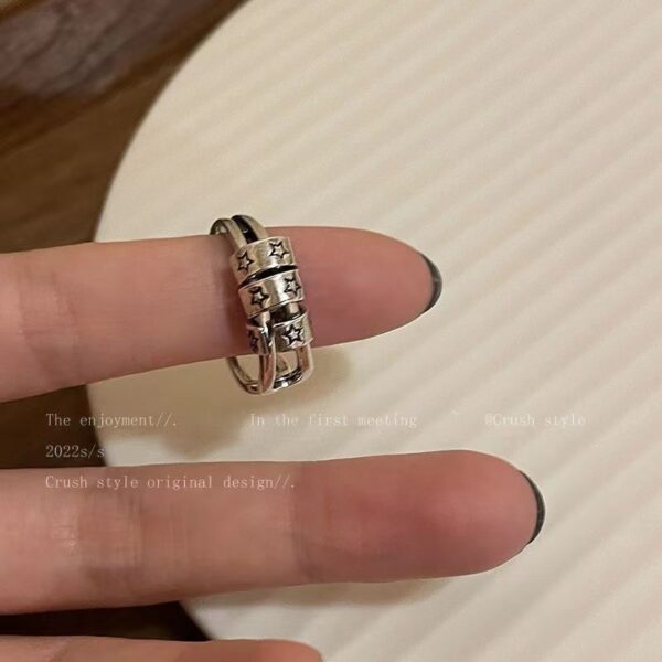 Distressed Retro Pentagram Ring - Image 4