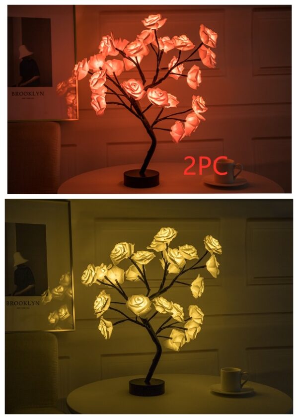 Rose Flower Lamp USB Battery Operated LED Table Lamp Bonsai Tree Night Lights Garland Bedroom Decoration Lights Home Decor - Image 10