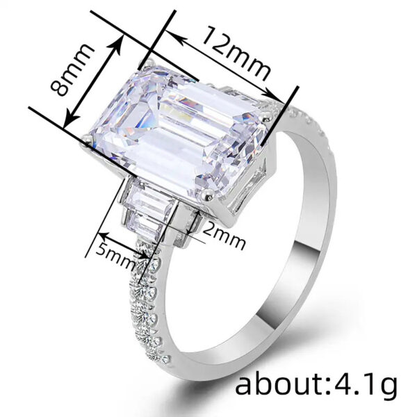 Simple Personality Square Inlaid Zircon Ring Women - Image 4