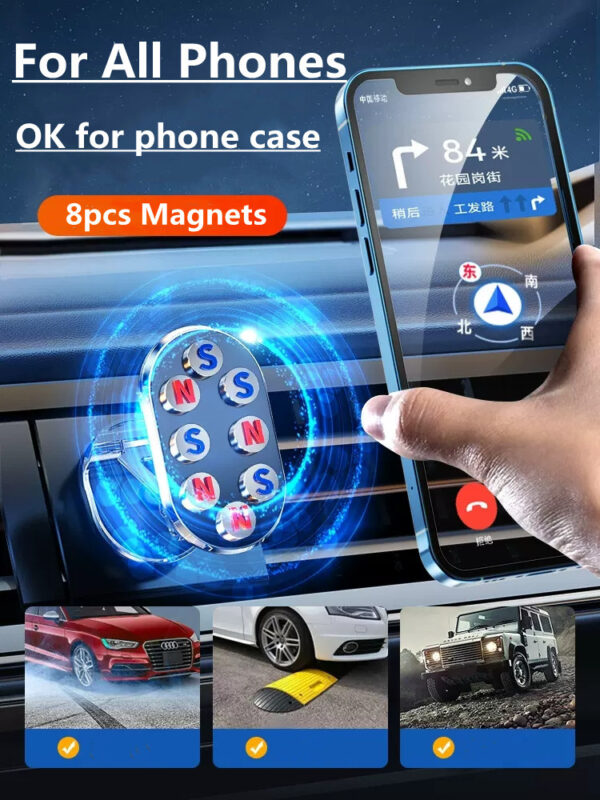 Rotate Metal Magnetic Car Phone Holder Foldable Universal Mobile Phone Stand Air Vent Magnet Mount GPS Support - Image 4