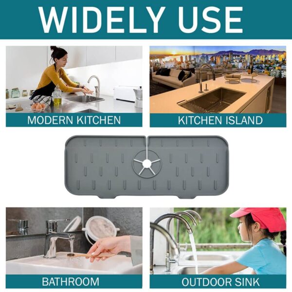 Kitchen Silicone  Faucet Absorbent Mat Sink Splash Guard Silicone Faucet Splash Catcher Countertop Protector For Bathroom Kitchen Gadgets - Image 6