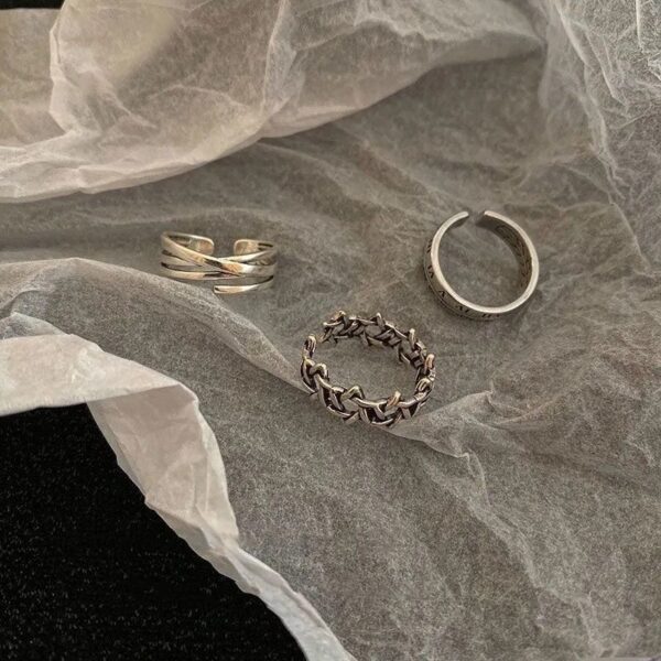 Retro Retro Roman Numerals Three-piece Ring Set Women - Image 2