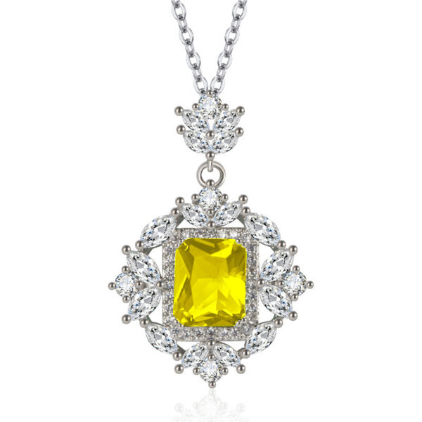 Flower-shaped Inlaid Colored Gems Rectangular Rhinestone Crystal Zirconium Hanging Pendant - Image 5