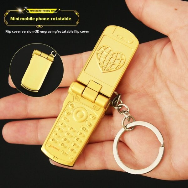 Creative Mini Small Mobile Phone Flip Rotating Keychain - Image 7