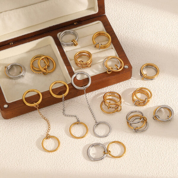 Geometric Multilayer Ring Stainless Steel Ring - Image 2