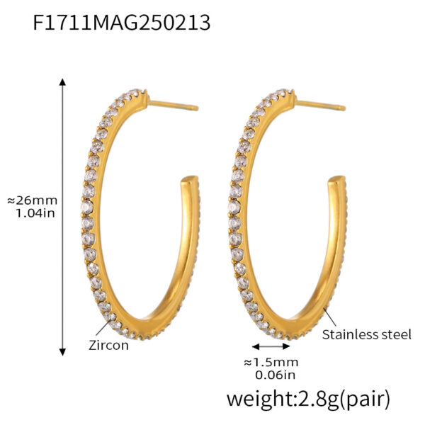 French Exquisite INS Titanium Steel Zircon Inlaid Earrings Fashionable - Image 2