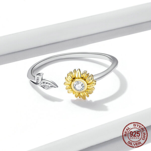 Gold Plated SUNFLOWER Open Ring - Image 3